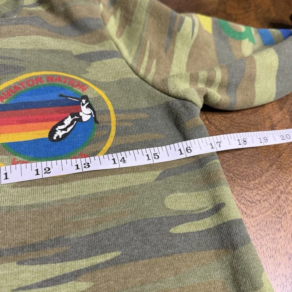 Aviator Nation Full Zip Hoodie Camo Green Youth Size 14 Womens Small